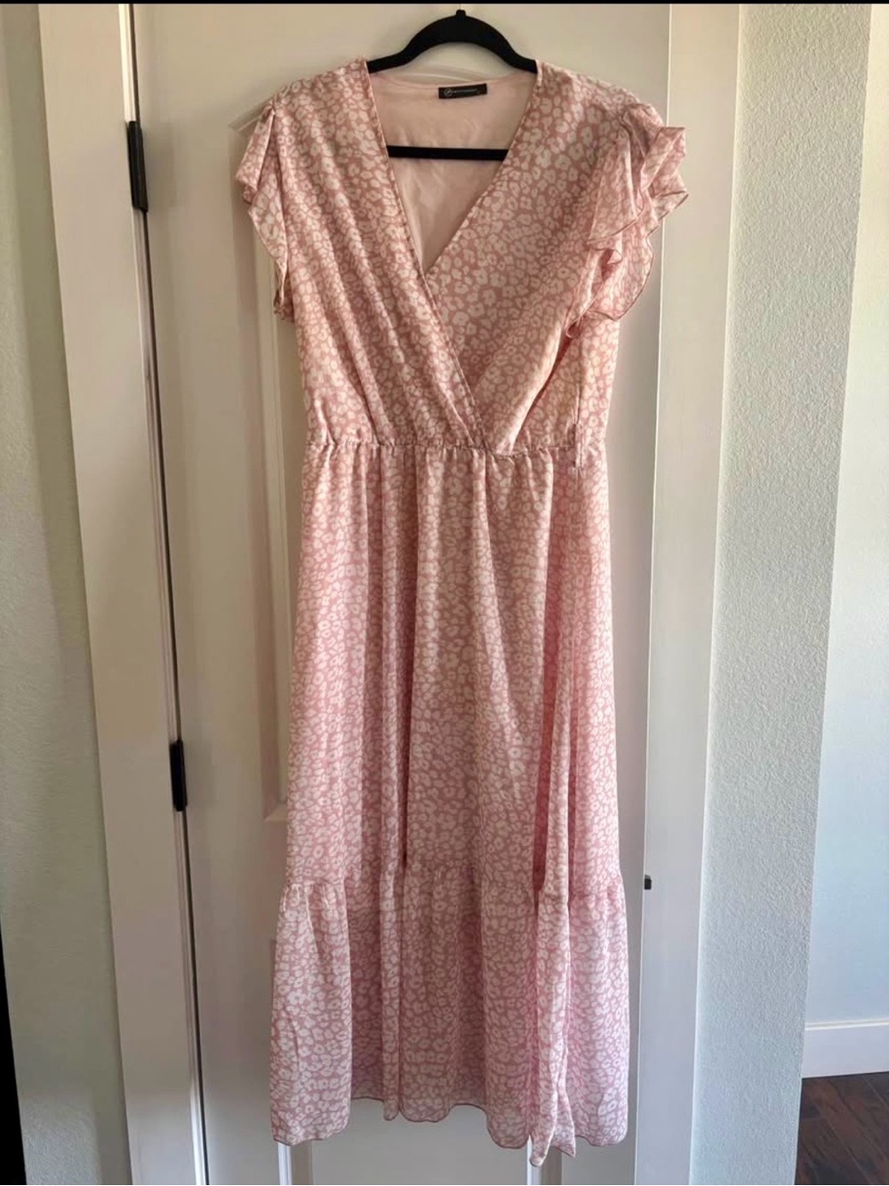 Women's Pink Floral Wrap Maxi Dress